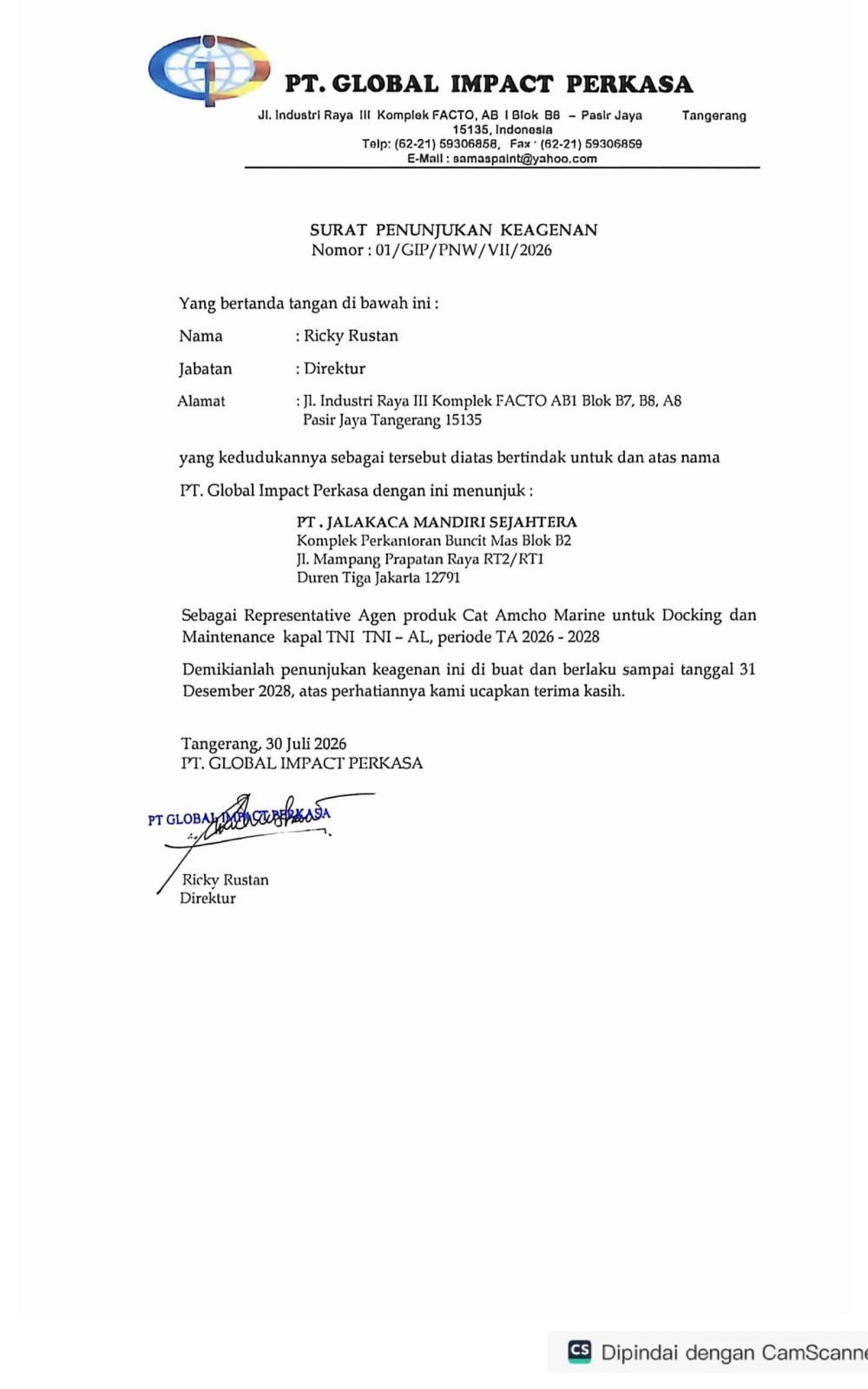 Surat Penunjukan Keagenan